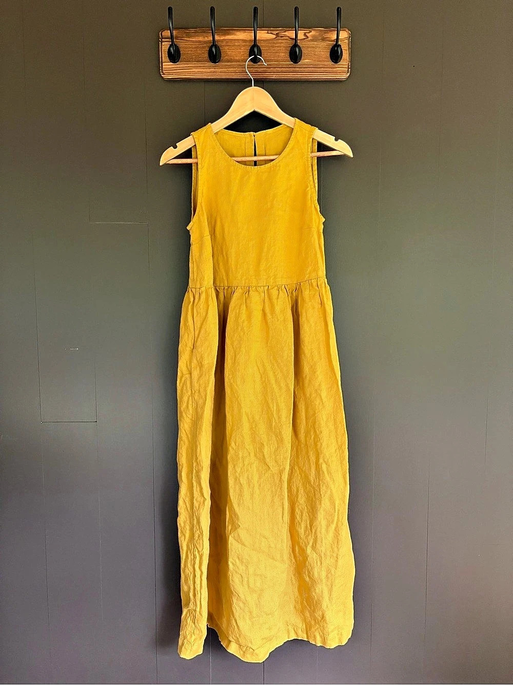 Not Perfect Linen Brand - Napa Dress - Yellow Sleeveless Maxi - Size Small